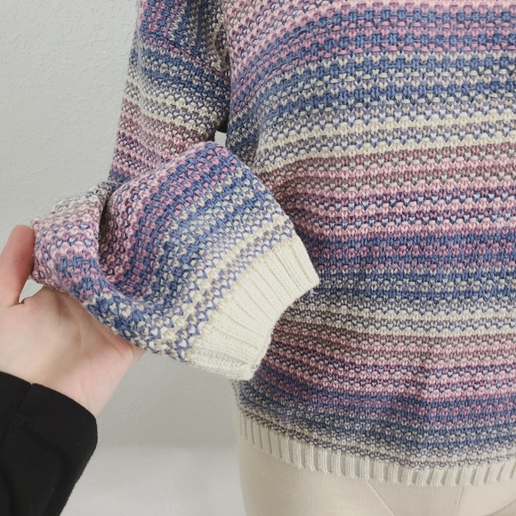80-90s Vintage L Pastel Striped Crewneck Sweater - Picture 6 of 10